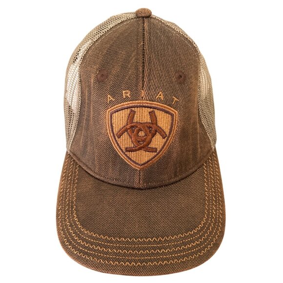 Ariat Brown Mesh Trucker Cap With Embroidered Logo OSFM - Picture 1 of 4